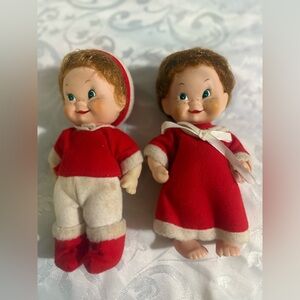 Vintage Two Dexter's Santa Pair Dolls Christmas 8”